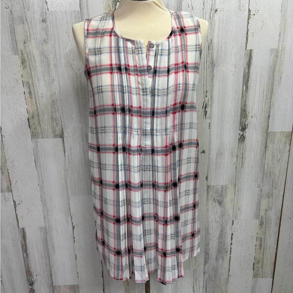 The Limited Plaid Button-Front Tunic Top